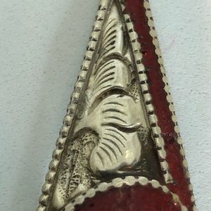 Red coral set in (925) Sterling silver earrings